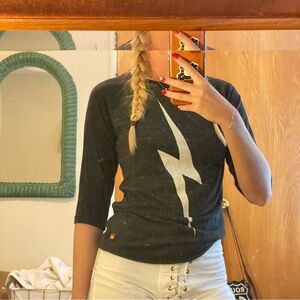 Aviator Nation Lightning Bolt Baseball Tee Small